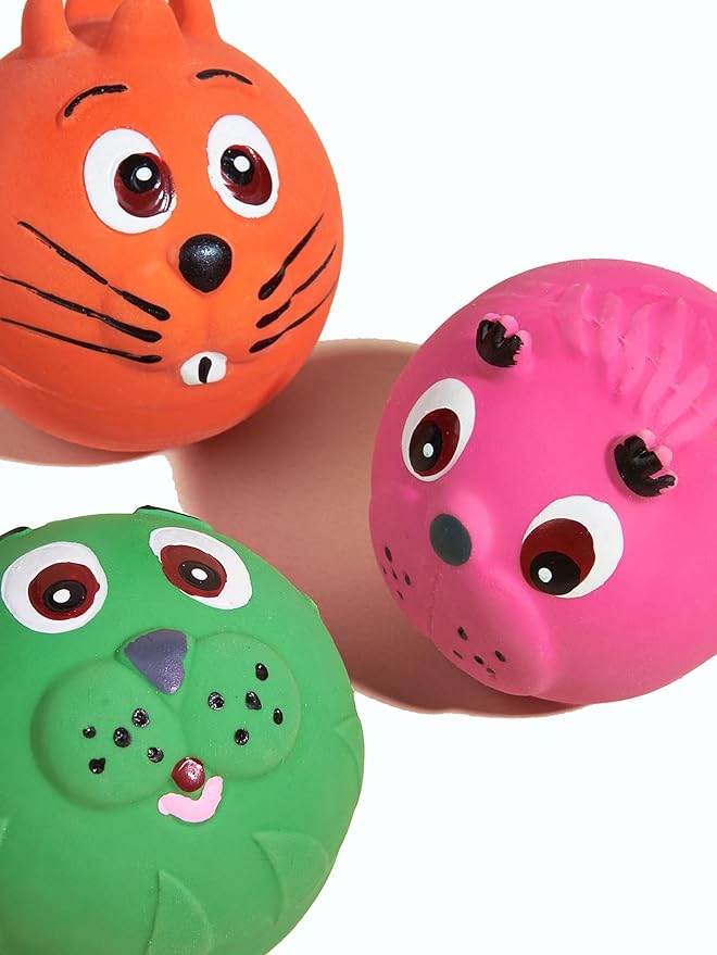 3PCS 2.4'' Squeak Latex Puppy Toy Funny Animal Sets Pet Interactive Play for Small Dog Assorted Color