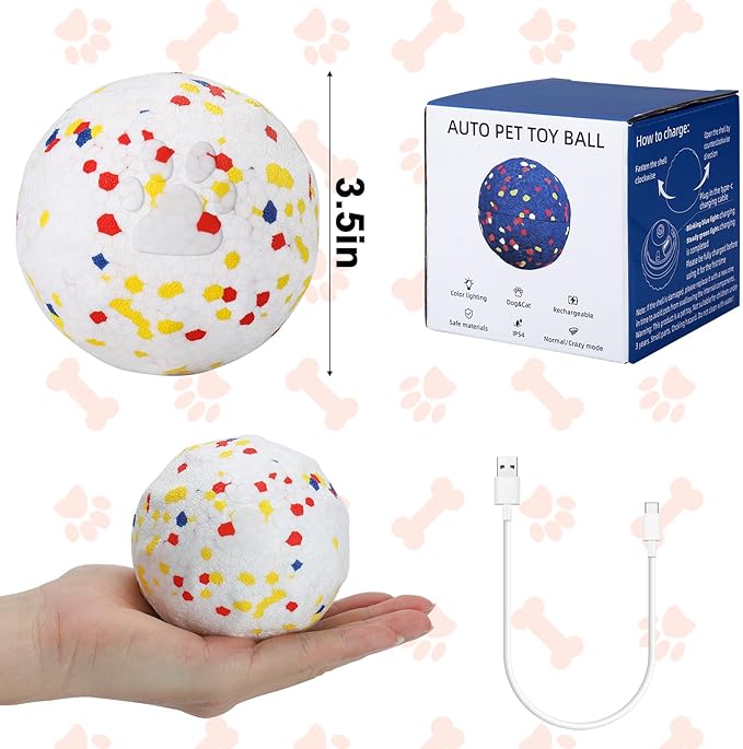 BABORUI E-TPU Interactive Dog Ball, Automatic Interactive Dog Toys for Aggressive Chewers, Rechargeable Indestructible Dogs Ball for Small/Medium/Large Dogs Indoor/Outdoor to Keep Them Busy