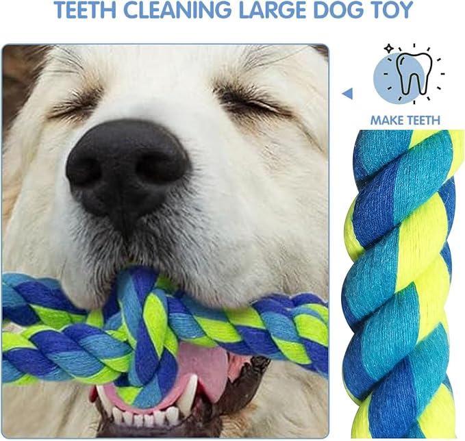 2 Pack Heavy Duty Dog Rope Toys for Medium to Large Breed Aggressive Chewers, Nearly Indestructible Chew Tug Rope, Interactive Toy for Boredom Teeth Cleaning