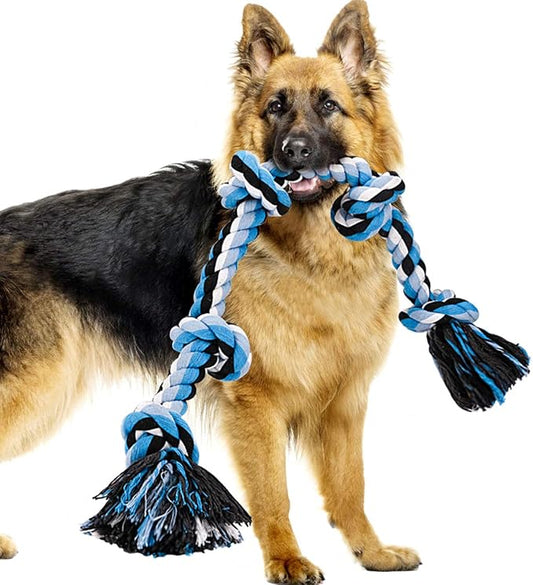Bmag Heavy Duty Dog Rope Toy for Aggressive Chewers, Medium Large Dogs, Tough Twisted Rope with 5 Knots