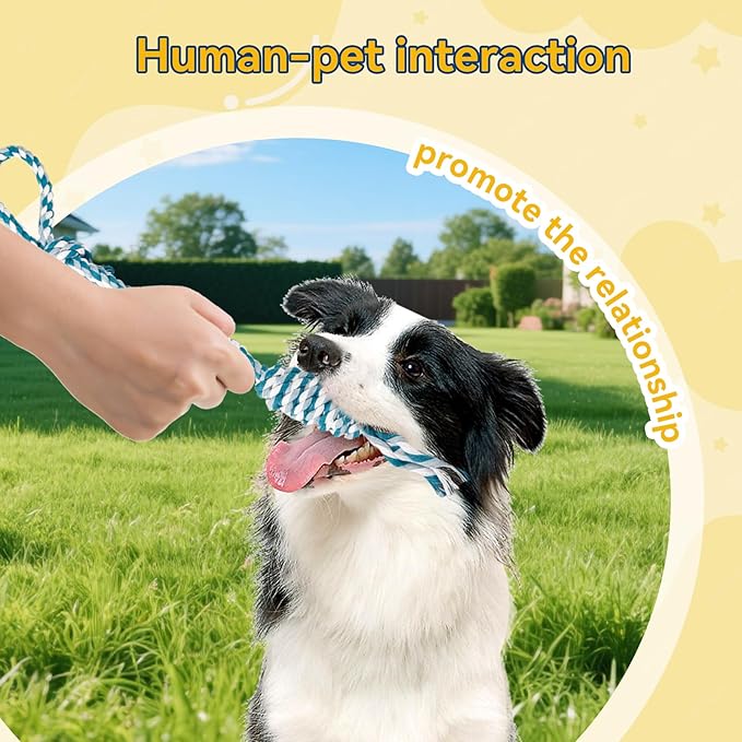4-Pack Cotton Rope Dog Toys, Puppy Teething Chews for Small-Medium Breeds, Durable Tug-of-War & Fetch Toys for Indoor/Outdoor Play, Aggressive Chewers, Boredom Relief, Teeth Clean