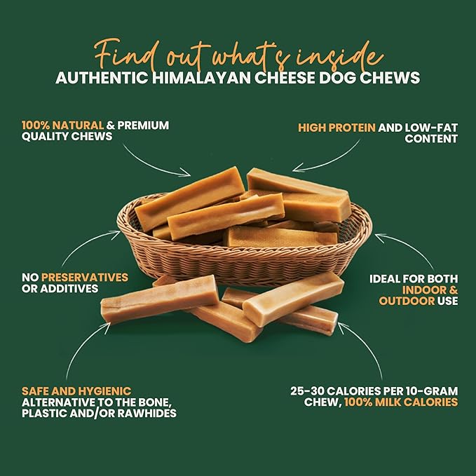 Authentic Himalayan Yak Cheese for Dogs - Small/Medium (Pack of 4) - Sourced from Pristine Himalayan Foothill, Rawhide-Free, NO preservatives