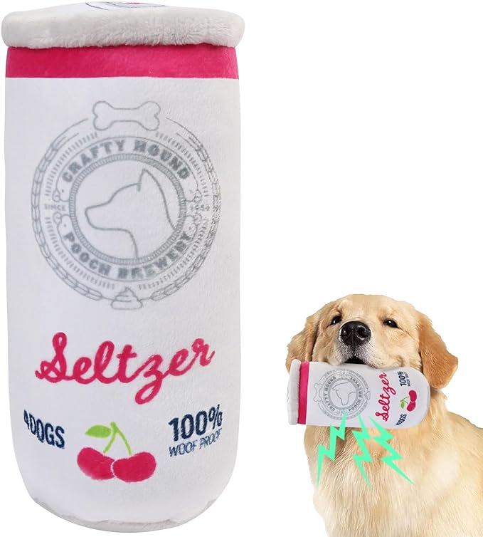 Prime Pets Plush Dog Toy, Dog Squeaky Toys, Beer Pet Toy for Small Medium Large Dogs, Stuffed Puppy Chew Toys