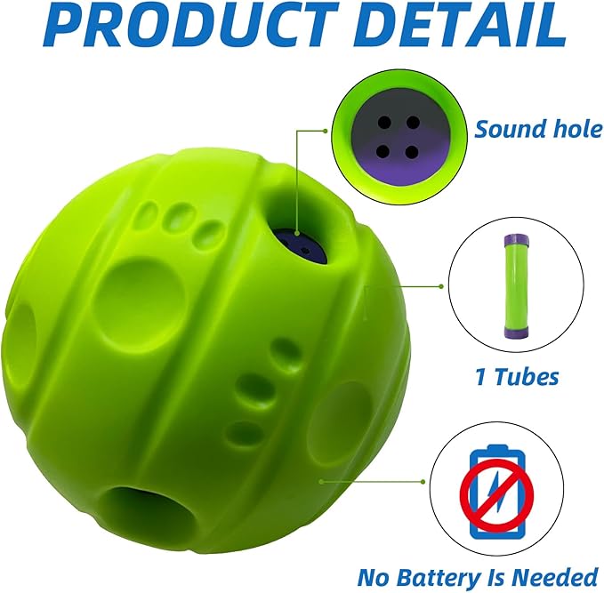 Dog Toys Ball, Interactive Dog Ball, No Paint, Gibbering Sound with Surface Concave Lines, XS, 2.75 in (7 cm)