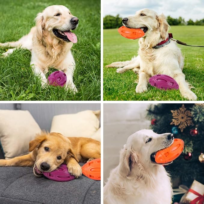 2 Pack Squeaky Dog Toys for Aggressive Chewers Large Medium Small Puppy Interactive Dog Chew Toy Durable Rubber Indestructible Tough Ball