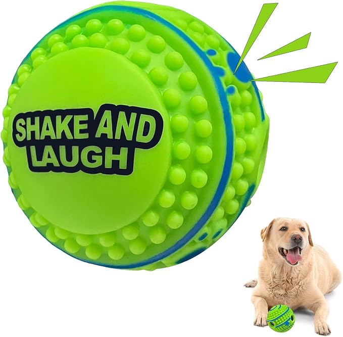 Spiky Interactive Dog Toys Ball, Shaking with Gibbering Sound, for Training, Teeth Cleaning & Herding, Straight, XL, 5.51 in (14 cm)
