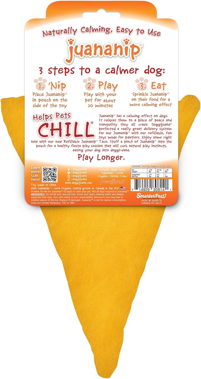 Doggijuana Refillable Juananip Toy Bundle | Pizza Bundle | Funny Dog Toy Plush with Catnip and Refill | Calming Aid for Dogs | Interactive Chew Toy for Play