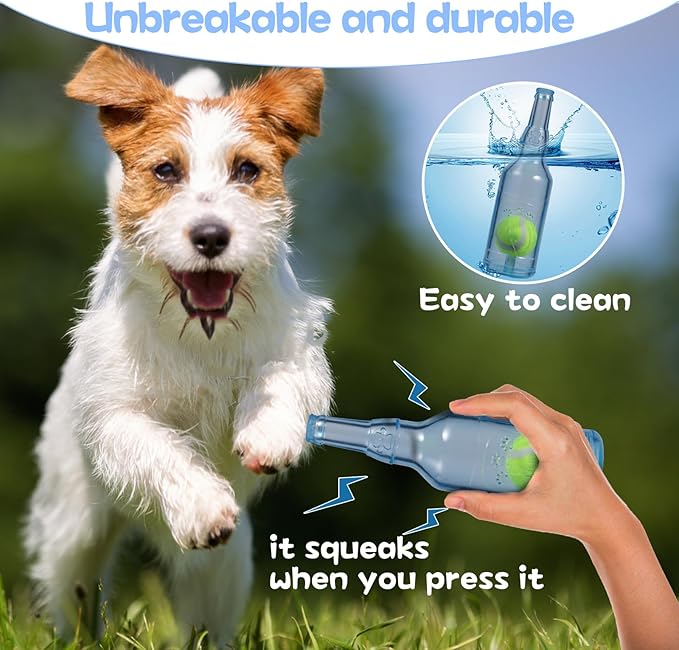 Indestructible Dog Toys for Aggressive Chewers, Contains Tennis Ball, Durable Squeaky Toys (Green, S)