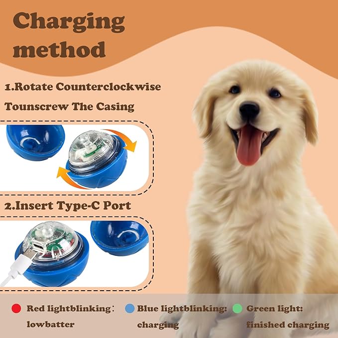 Smart Jumping Vibrating Interactive Dog Ball Self Moving Bouncing Ball Toy with Automatic Motion, Durable Chew Resistant Design for Small/Medium/Large Sized Dogs (Blue/S)