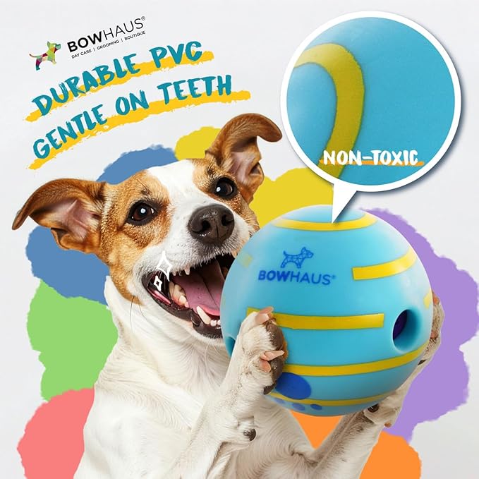 CAPHAUS Wobble Giggle Ball for Dogs, 5.5 Inch Durable Dog Exercise Toys, Non-Toxic Indestructible PVC Giggle Ball, Interactive Fun Squeaky Chew Toy for Indoor Outdoor Play