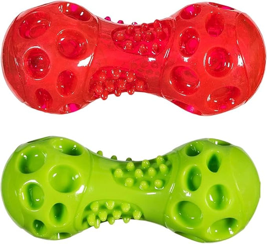 Chase 'n Chomp Squeak and Light Up Dumbbell Dog Toy, Mental & Physical Stimulation, Small, 2 Pack