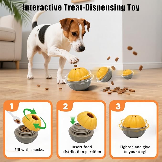 2 Pack Frozen Dog Treat Toy for Aggressive Chewers, Treat Dispensing Enrichment Toy – Freezable Interactive Chew Toy to Keep Dogs Busy – Durable Dog Puzzle Feeder for Boredom Relief, Yellow