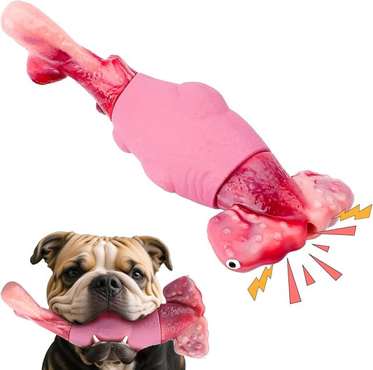 Dog Toys for Aggressive Chewers, Interactive Dog Chew Toy for Large Dogs, Indestructible Squeaky Toys to Keep Them Busy, Tough Toy for Medium/Large Breed Dogs Pink