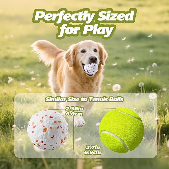 E-TPU Dog Balls 3 Pack - Interactive Tennis Balls Alternative for Aggressive Chewers, Indestructible Chew Toys for Puppy Teething, Keep Dogs Busy, Suit for Large Medium Small Breed