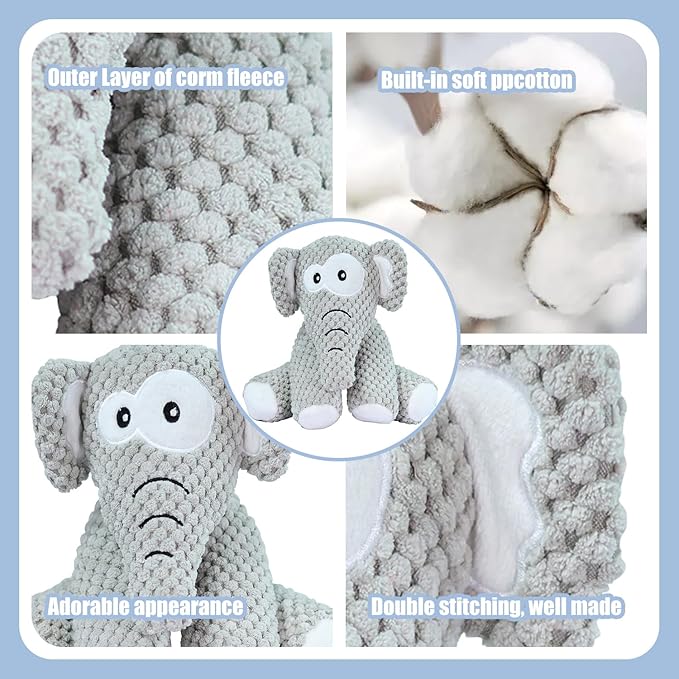 Bzonsmart Dog Toys, Squeaky Plush Dog Toy for Puppy Small Medium Dogs, Cute Soft Stuffed Puppy Toys for Teeth Cleaning and Boredom