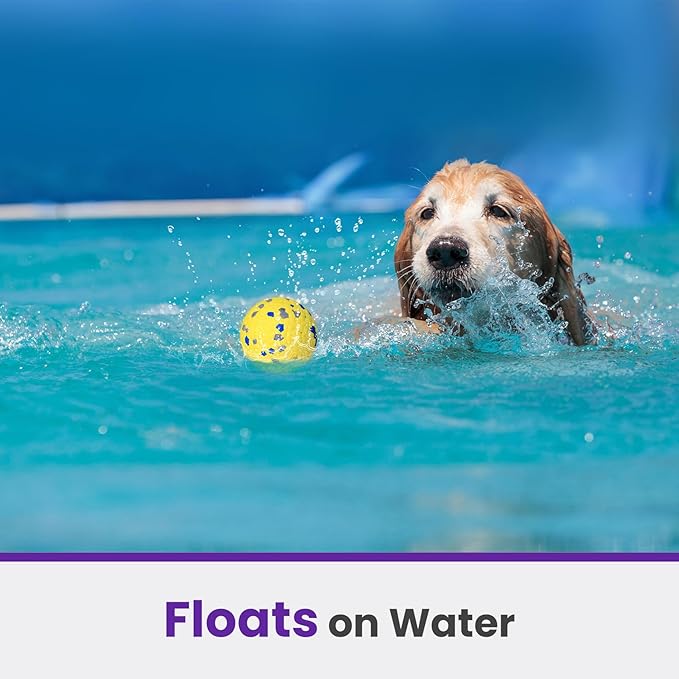 2 Pack Bouncy Dog Balls, 3'' Indestructible Dog Toys for Aggressive Chewers, Outdoor Jolly Tennis Balls for Dogs, Durable Interactive Floating Fetch Toy, Pink Yellow