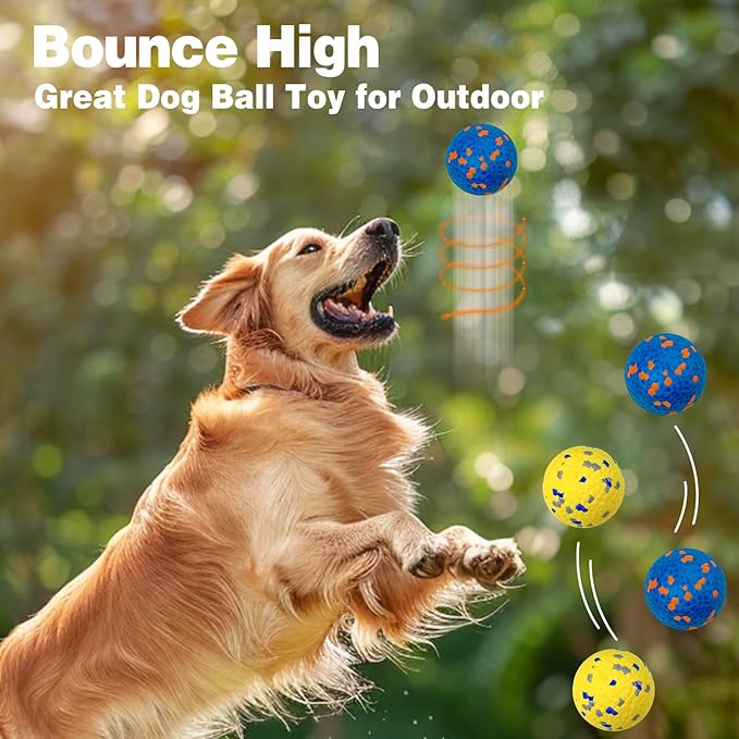 Indestructible Dog Ball Toy, Durable Dog Tennis Balls for Aggressive Chewers, High Bounce & Floating Balls for Dogs, Jolly Ball for Fetch in Yard, Beach & Pool(4 Pack)