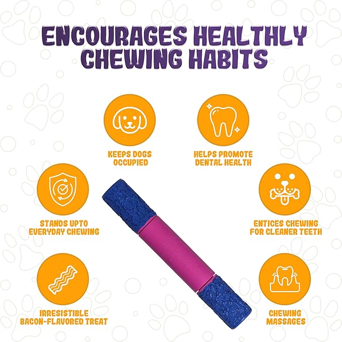 Indestructible Dog Chew Toy – Tough Rubber Stick for Aggressive Chewers, Safe & Treat-Fillable, Teething Toy for Large Breed & Puppies