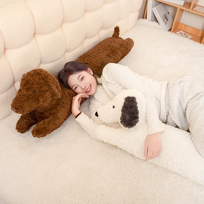 PEACH CAT Dachshund Dog Stuffed Animals 35.4” Long Wiener Puppy Plushies Soft Plush Toys Gifts for Kids Brown