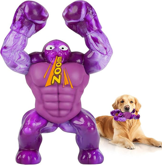 Dog Toys for Aggressive Chewers, Indestructible Chew Toys for Medium Large Breeds(20-80lb), Durable Squeaky Tough Dog Toy to Keep Them Busy (Purple)