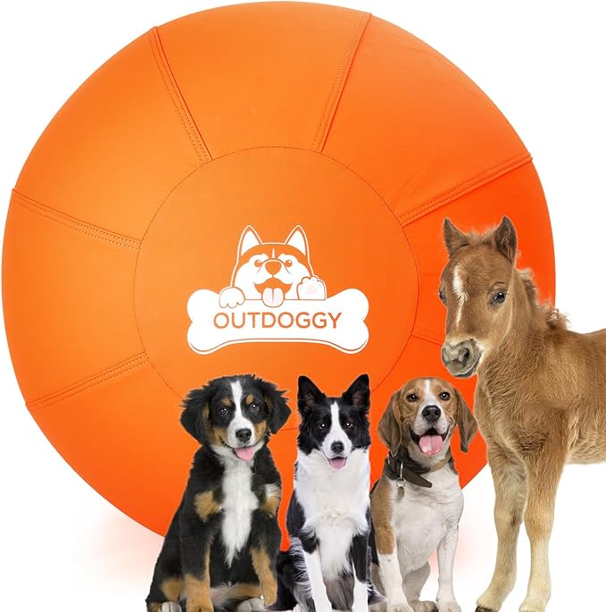 Herding Ball for Dogs 22 Inch - Dual-Layer Heavy Duty Herding Ball for Australian Shepherds, Border Collies & Cattle Dogs | Outdoor Herding Toy for Medium/Large Dogs-Backyard Training and Play-Orange