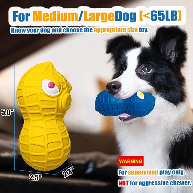 Squeaky Dog Toys for Medium Dogs Toys Squeaky - Latex Dog Squeaky Toys, Cute Peanut Dog Toys for Large Dogs, Medium Breeds 3pcs