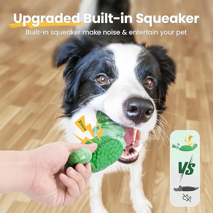 HGB Dog Chew Toys for Aggressive Chewers, Squeaky Indestructible Dog Toy to Keep Them Busy & Reduce Boredom for Medium, Large Breed, Peanut Flavor