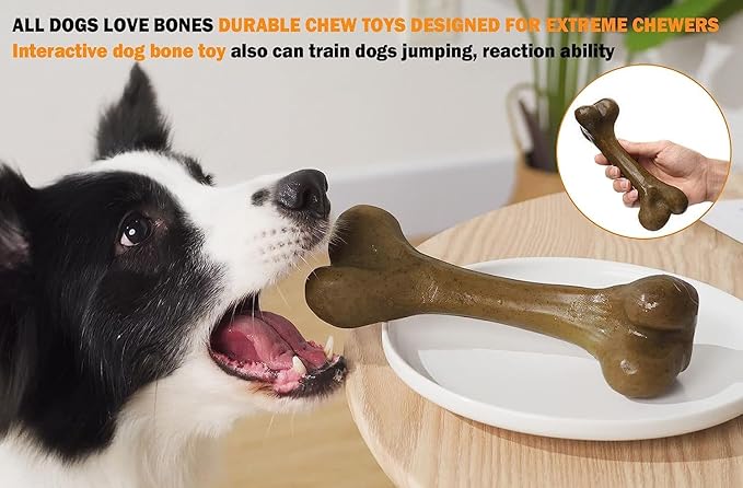 Aggressive Dog Chew Toys - Nylon Bones, Indestructible, Durable Teething Toys for Medium Large Dogs, Extreme Chew Toys, Beef Flavor (2pcs)