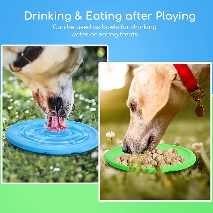 Nobleza 2 Pack Dog Flying Disc, Flexible Floatable Dog Disc Toy for Long-Distance Flies and Floats, Lightweight Soft Flying Discs Toy for Small Medium Large Dogs to Fetch & Catch, Blue & Green