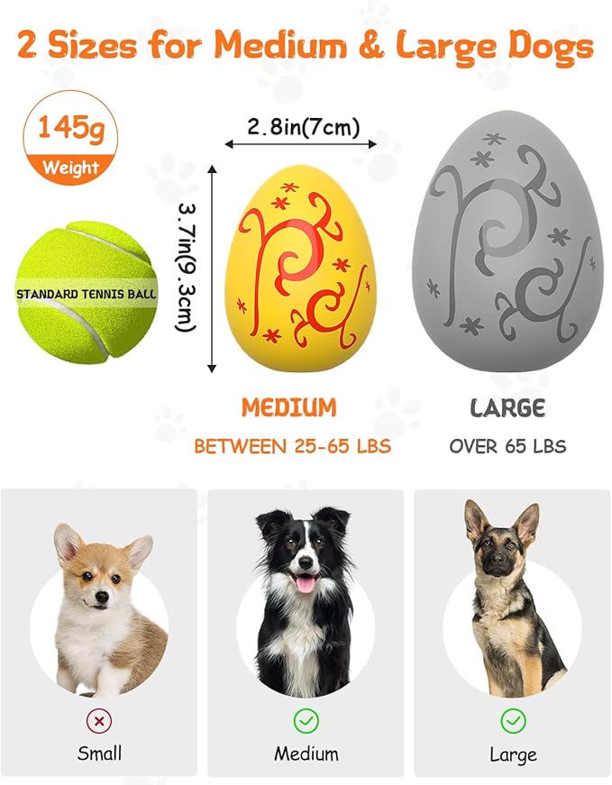 SCHITEC Squeaky Dog Toys for Aggressive Chewers, Tough Rubber Bouncy Balls for Boredom, Durable Pet Chew Toy Ball for Large Medium Breed Dogs (2.8 * 3.7inch)