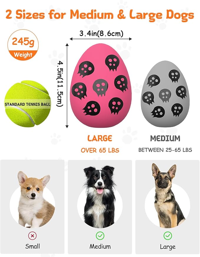 SCHITEC Squeaky Dog Toys for Aggressive Chewers, Tough Rubber Bouncy Balls for Boredom, Durable Pet Chew Toy Ball for Large Medium Breed Dogs (3.4 * 4.5inch)