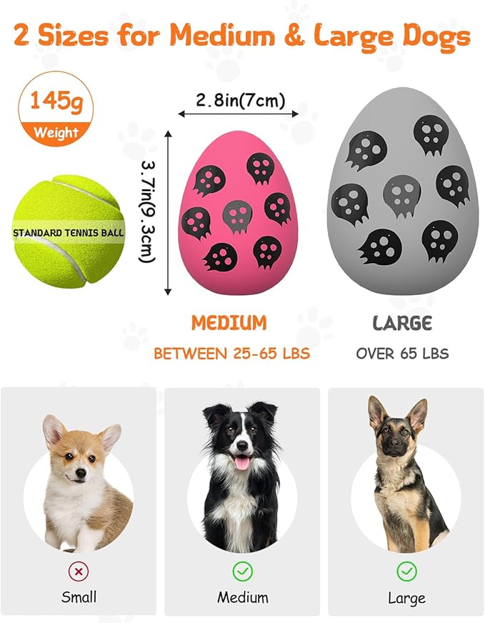 SCHITEC Squeaky Dog Toys for Aggressive Chewers, Tough Rubber Bouncy Balls for Boredom, Durable Pet Chew Toy Ball for Large Medium Breed Dogs (2.8 * 3.7inch)