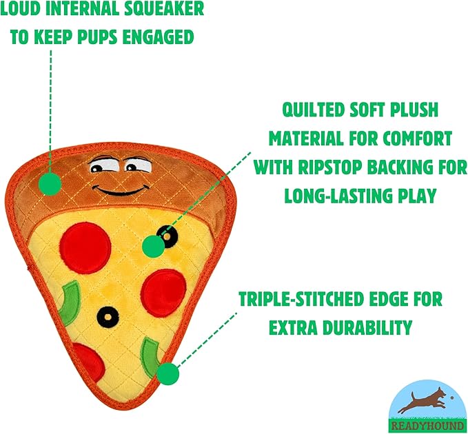 Durable Pizza Squeaky Dog Toy for Aggressive Chewers, Tough Aggressive Dog Chew Toy, Chewer Dog Toy for Puppy, Small, Medium and Large Dogs