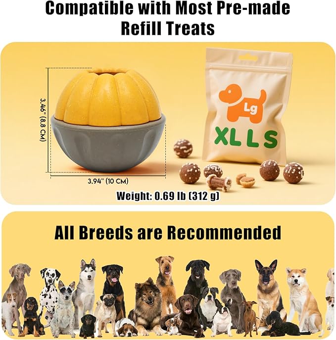 2 Pack Frozen Dog Treat Toy for Aggressive Chewers, Treat Dispensing Enrichment Toy – Freezable Interactive Chew Toy to Keep Dogs Busy – Durable Dog Puzzle Feeder for Boredom Relief, Yellow