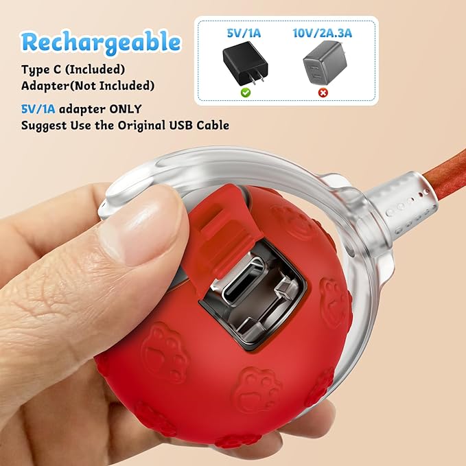 Interactive Cat Toys for Indoor Cats, 2025 New Upgraded Moving Kitten Ball with Chirping Sound, Rechargeable Fast Rolling Ball, Fun Automatic Cat Toys for Bored Adult Kitten Exercise, Red