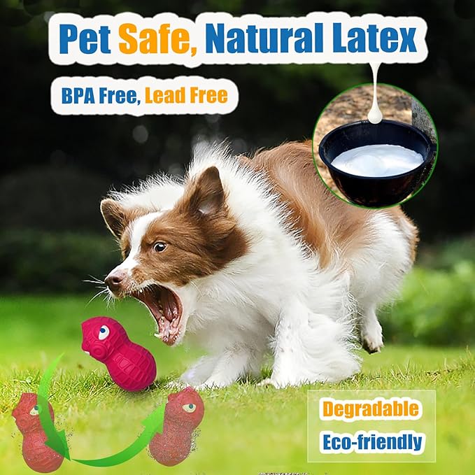 Squeaky Dog Toys for Medium Dogs Toys Squeaky - Latex Dog Squeaky Toys, Cute Peanut Dog Toys for Large Dogs, Medium Breeds 3pcs