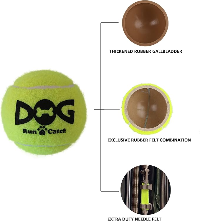 Tennis Balls for Dogs - 12 Pack 2.5'' Durable Non-Toxic Outdoor Dog Toys Balls with Mesh Bag, SGS Certified, Colorful Fetch Toys, Medium Large Breeds (Non Squeaky)