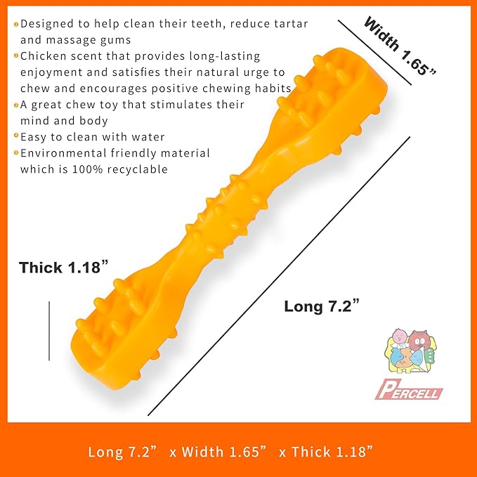 7-1/2" Dog Chew Toys - Thermoplastic Rubber Dog Chew Spiral Bone with Chicken Flavor, for Medium Large Dogs (Chicken)