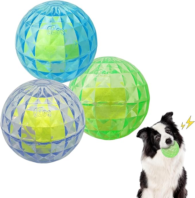 3Pcs Dog Ball Toy for Aggressive Chewers Cute Interactive Fetch Toys Tennis Ball Included Floating Squeaky Durable Pack of 3