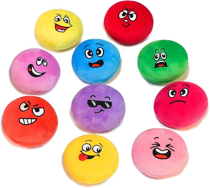 Squeaky Dog Toys, Interactive Soft Plush Puppy Toy Balls for Small Medium Breed, Cute Stuffed Pet Teething Ball Pack to Keep Dogs Busy