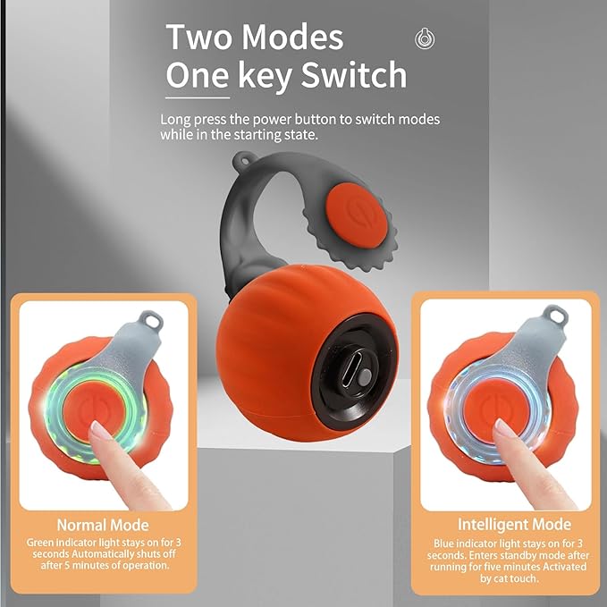 Interactive Cat Ball Speedy Tail 3.0 Pet Toy Rolling Ball, Interactive Toys for Indoor Cats, 360° Smart Automatic Dog Kitten Toy Turbo Tail Electronic Bouncing Balls Extra Tails (Red)