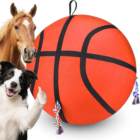25" Herding Ball for Dogs, Upgrade & Reinforce Medium to Large Dog Training Toys for Australian Shepherd, Horse Balls with Gnawing Knots, Dog Jolly Ball for Outdoor Play (Orange)