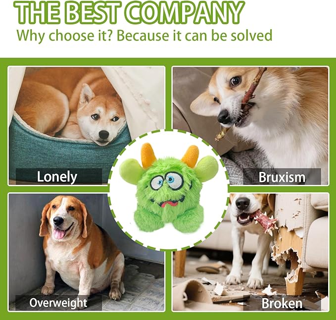 Plush Squeaky Dog Toy Ball, Dental Care, Skin-Friendly and Soft and Relieve Stress,Dog Training Interactive Pet Cute Plush Fashionable Toy Ball (Green,Small)