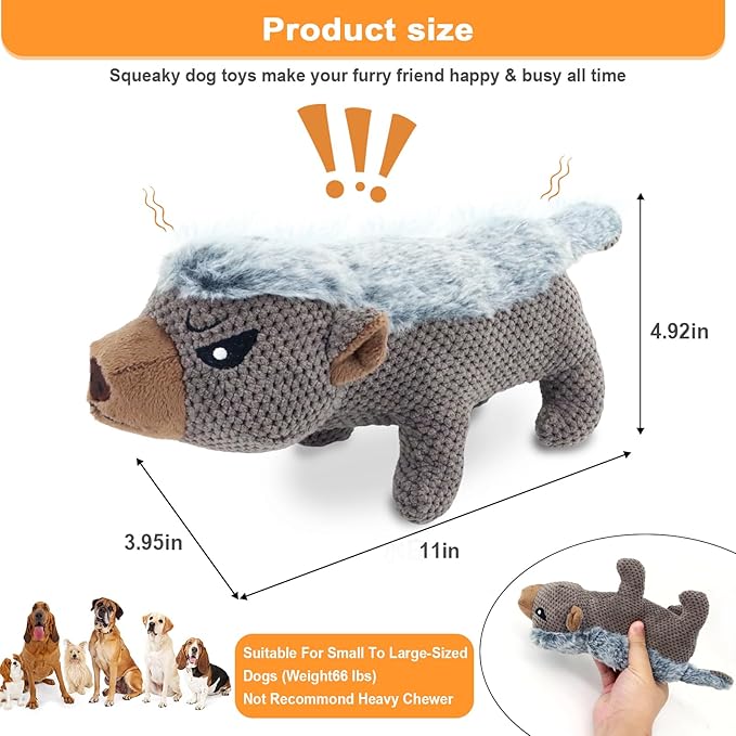 HDSMNGY Squeaky DogToys for Aggressive Chewers,Indestructible Dog Squeaky Toys with Crinkle Paper, Durable Teething Chew Toys for Medium and Large Breed
