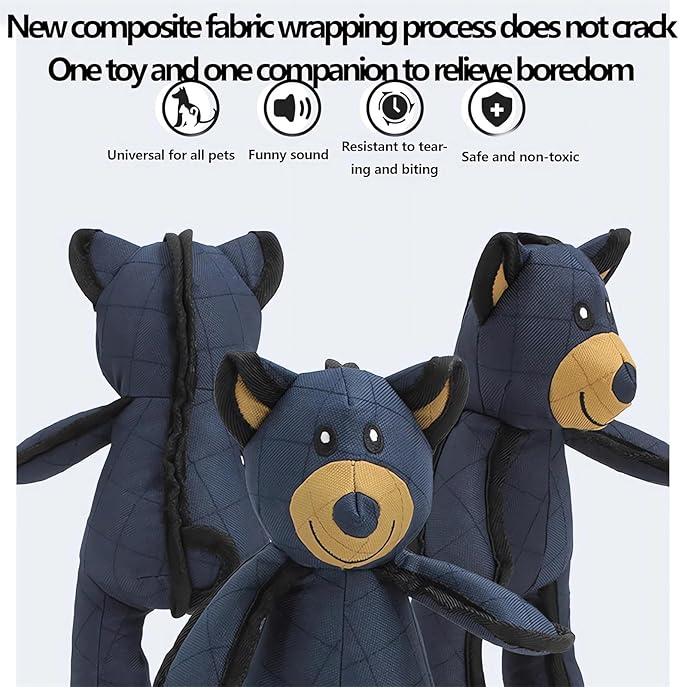 Unbreaka Bear Dog Unbreakable Teddy Extreme Bear 2.0 Dogs Toys Aggressive Chewers Indestructible Stuffed Plush Dog Squeaky Toy Keep Them Busy Durable Tough Heavy Duty Chewer Dog Toy Large Breed (2PC)