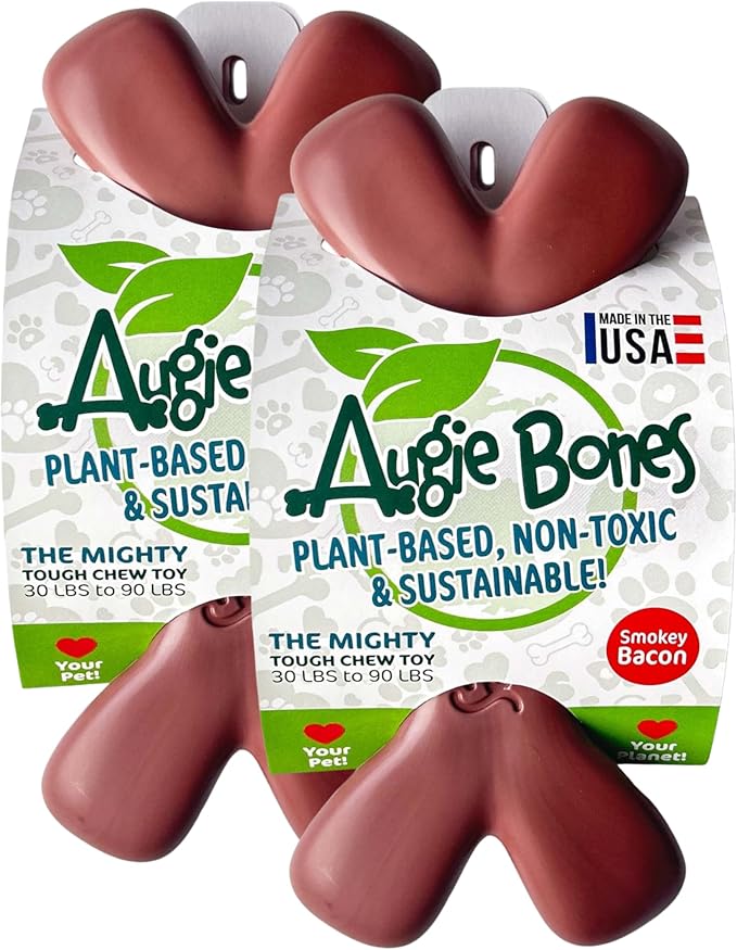 2-Pack Non-Toxic Dog Toys - Sustainable Bacon Flavored Dog Chew Toys for Aggressive Chewers - Plant-Based Bioplastic Pet Toys - Made in The USA (Mighty)