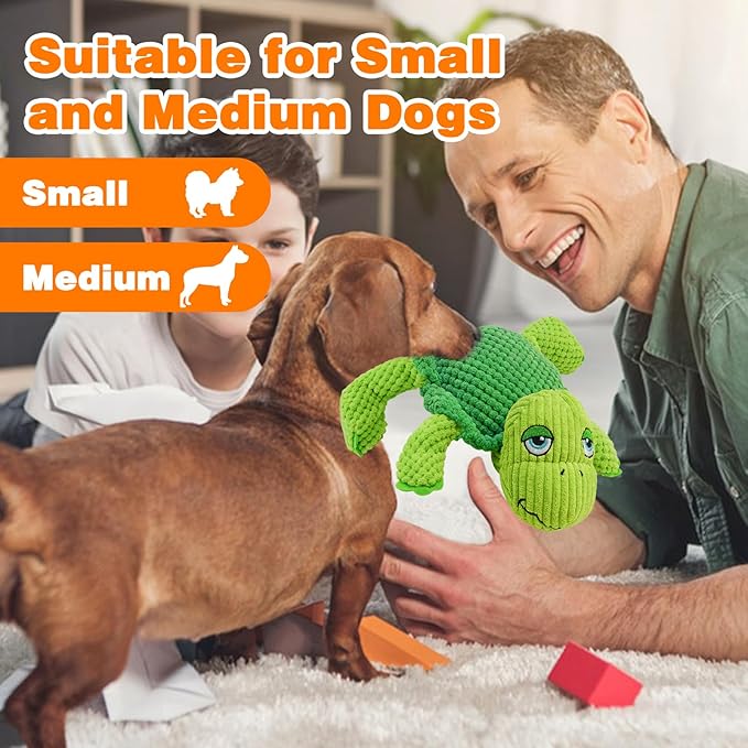Squeaky Dog Toys, Cute Turtle Plush Toy for Dogs Indoor Play, Interactive Dog Toys with Non-Shedding Material for Small and Medium Dogs
