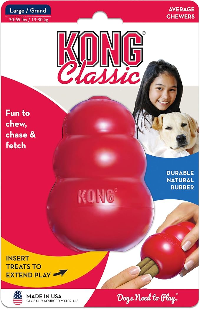 KONG Classic Stuffable Dog Toy - Fetch & Chew Toy for Dogs - Treat-Filling Capabilities & Erratic Bounce for Extended Play Time - Durable Natural Rubber Material - for Large Dogs (Pack of 2)