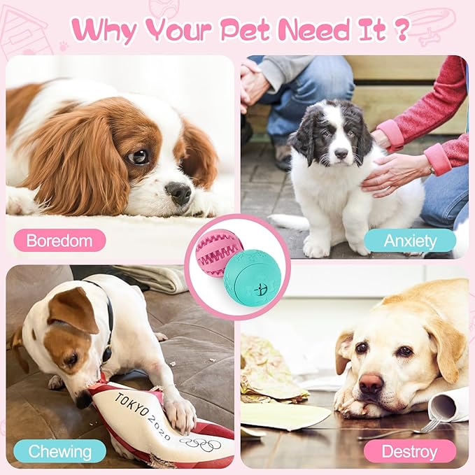 HIPPIH Dog Puzzle Toys 2 Pack, Dog Enrichment Toys for Large Dogs & Small Dogs, Puppy Balls for Treat Dispensing, Durable Balls for Teeth Cleaning/IQ Training/Chewing