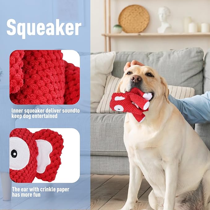 Bzonsmart Dog Toys, Squeaky Plush Dog Toy for Puppy Small Medium Dogs, Cute Soft Stuffed Puppy Toys for Teeth Cleaning and Boredom